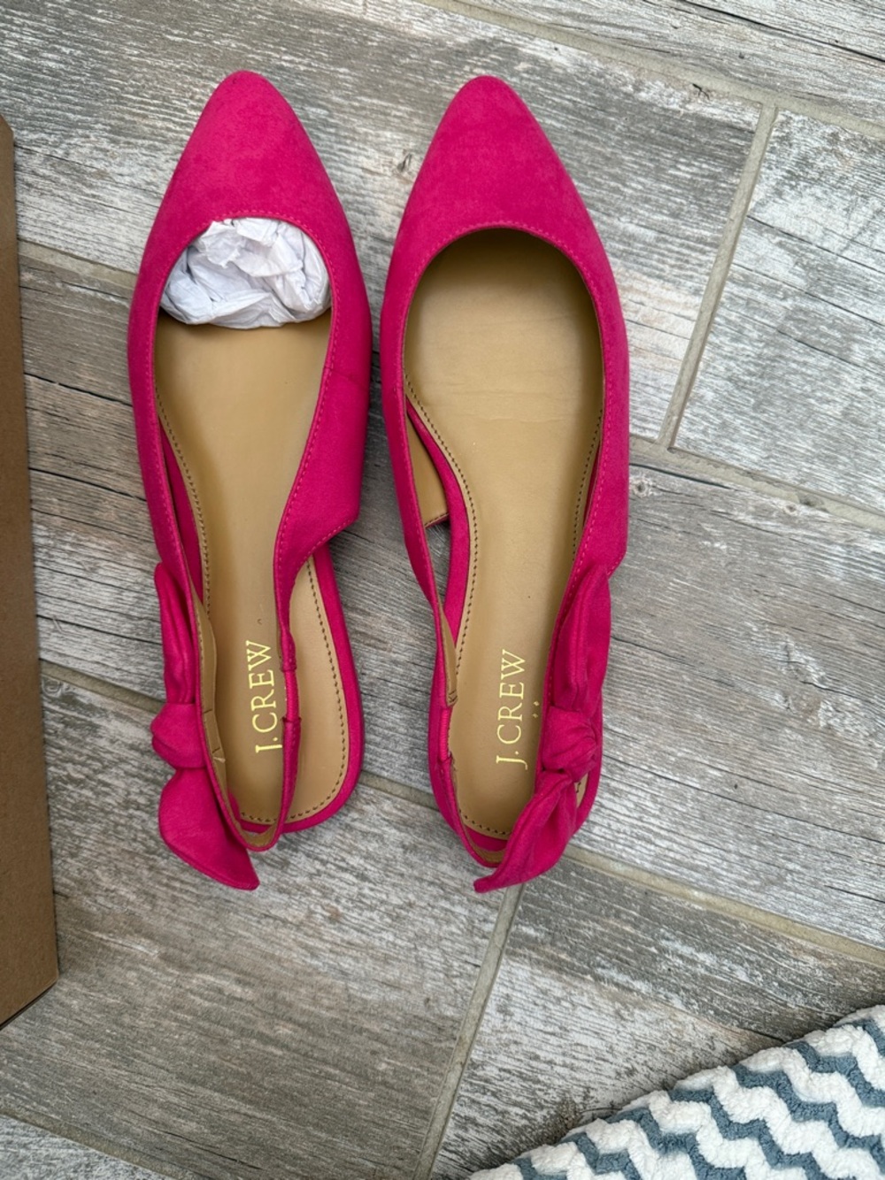 J. Crew Women's Hot Pink Pointed Bow Slingback Flats